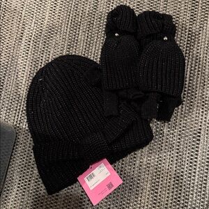 ♠Kate Spade 🎉HPx3🎉🎈 NWT sparkly metallic wool blend knotted bow hat/glove set